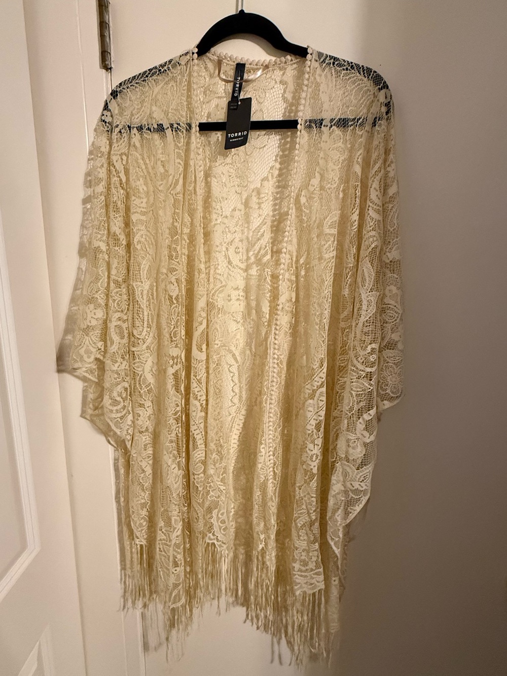 Lace Kimono Cover-Up in Soft Creamy yellow